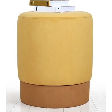 Pouf velours jaune Kaly (1/5)