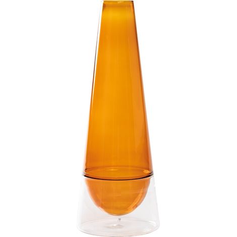 Conosfera Vaso in Vetro Soffiato 163 Colore Ambra - Design Artigianale in Borosilicato con Tecnica Incalmo per Arredamento Interni di Lusso
