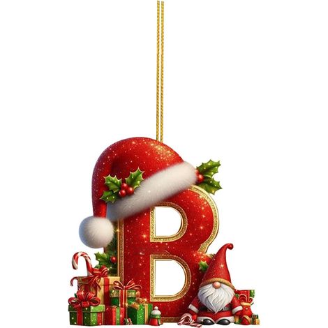 26 adornos de letras para árbol de Navidad, adornos colgantes de letras para decoración navideña (B) (1/5)