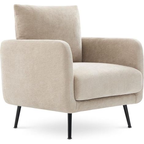EMMA Designer-Sessel in beigefarbenem Chenille-Stoff (1/5)