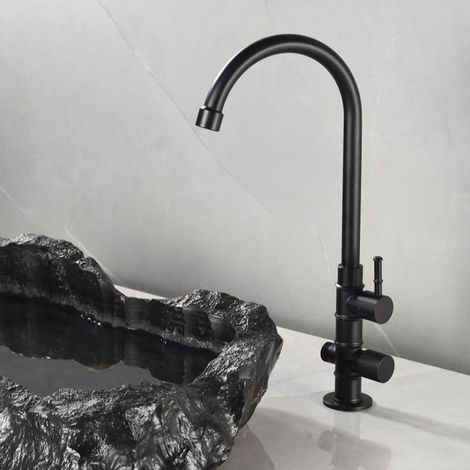 Robinet lave-linge, laiton, noir, eau froide, pour buanderie (1/5)