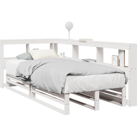 Bookcase Bed without Mattress White 90x190cm Solid Wood Pine vidaXL (1/5)