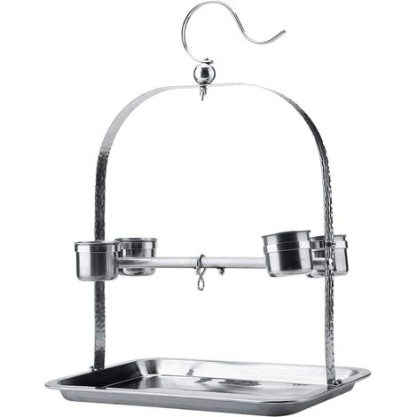 pour perchoir Métal pour robuste pour Petits Moyens Perroquets pour robuste et stable, structure métal épais, supporte poids oiseaux, crochet pivotant 360 degrés, fixation flexible (1/5)