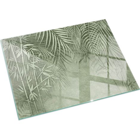 Plaque Rectangulaire décorative de sol avec impression sous cheminée protection et design Feuilles tropicales en arrière-plan 60x40 cm (1/5)