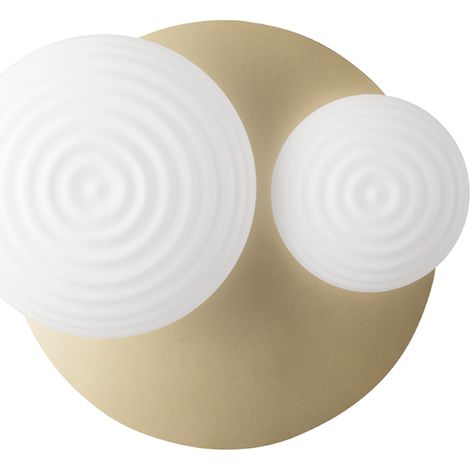 Plafoniera D52 cm TONDO con base in metallo Oro e 2 diffusori in vetro (1/3)