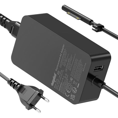 Chargeur Surface Pro 65W pour Microsoft Surface Pro 11/X/10/9/8/7/7+/6/5/4, Surface Laptop 7/6/5/4/3/2, Surface Go 4/3/2, Surface Book 3/2/1, Model 1706 1796 1800 Adapter 15V 4A avec USB 5W (1/5)
