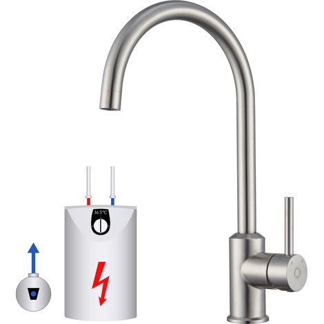 Cecipa Niederdruck Armatur Küche Wasserhahn aus Edelstahl, Niederdruck Küchenarmatur 360° Schwenkbar Spültischarmatur Einhebelmischer für Heizkessel und Heizgeräte (1/5)