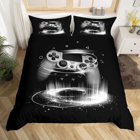 Gaming Bettwäsche Set 135x200cm Mikrofaser mit Controller-Motiv, atmungsaktiv