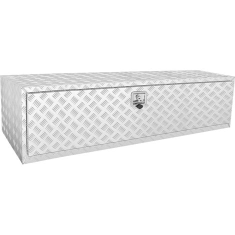 Boîte à Outils pour Camion 152,4×61×61 cm Coffre Sous-châssis Fixation Inférieure Caisse de Stockage en Alliage d'Aluminium Solide avec Serrure et Clés pour Remorque Pick-up Véhicules Transport (1/5)