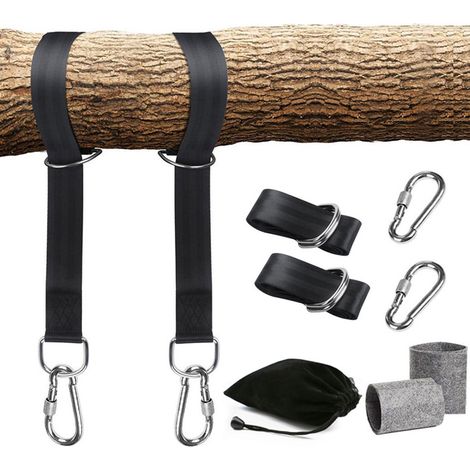 Hamac sangles, 2 Set Sangle Balancoire Suspendu 2x150CM Ultra Résistant avec D-Ring et Coussin Plus épais
