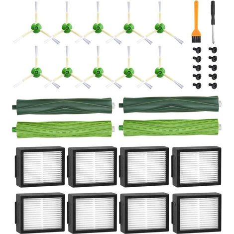 Repuestos para iRobot Roomba E5 E6 i7 i7+ i3 i3+ i4 i4+ i6 i6+ j7 j7+, kit de accesorios de repuesto para Roomba serie i/e/j, 4 cepillos de goma, 8 filtros HEPA, 10 cepillos l (1/5)