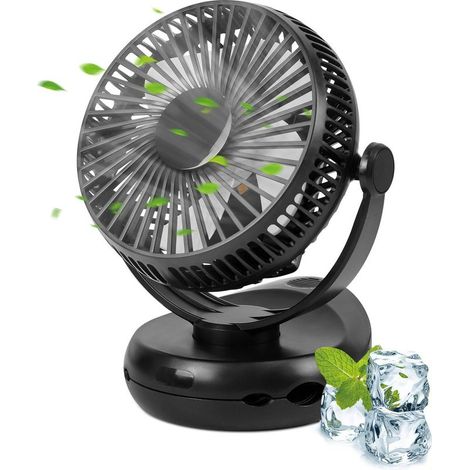 GBLY Ventilateur de table 10 000 mAh, batterie, silencieux, à clip, petit ventilateur USB, portable, ventilateur de camping avec lumière LED, ventilateur de tente rechargeable 3 en 1, 4 vitesses (1/5)