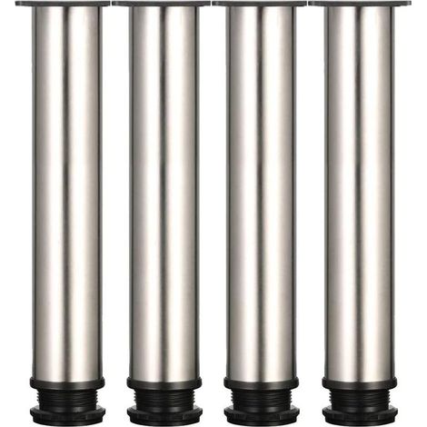 Verstellbare Möbelfüße aus Edelstahl – Höhe 250 mm, verstellbar von 0 bis 15 mm – 4er-Set – Befestigungsschrauben inklusive (1/5)