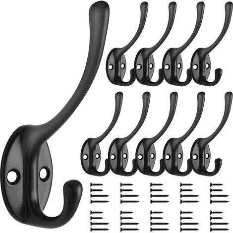 10 ganci appendiabiti vintage, appendiabiti retrò da parete, ganci in metallo per porte, adatti per appendiabiti da bagno e cucina (neri) (1/3)