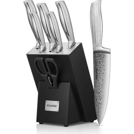 FOHERE 7 Pièces Couteau Cuisine avec Affûteur Intégré (1/5)