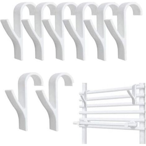 Lot de 8 Crochet pour Radiateurs, Porte serviette salle de bain, Radiateur Sèche-serviettes, crochet porte serviette pour radiateur, crochet seche serviette (Blanc) (1/5)