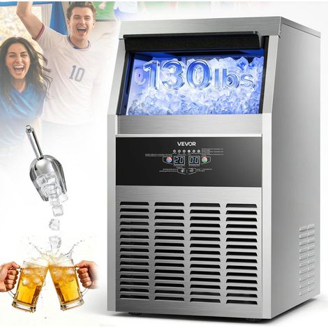 Machine à Glaçons Commerciale 59 kg/24h Stockage 7,3-14 kg Écran LED Autonettoyage SSX100 (1/5)