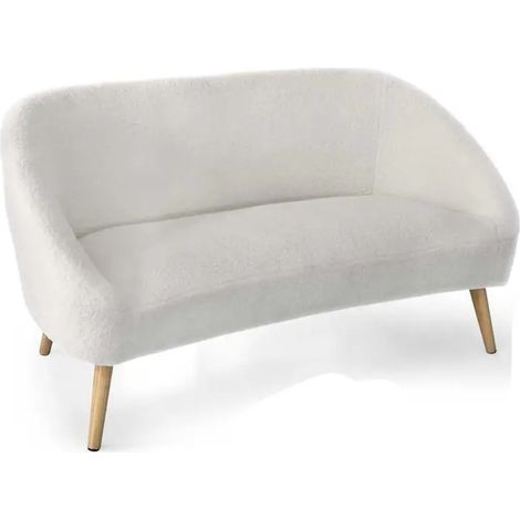 Weißer Teddy-Stoffsofa 135x68x78