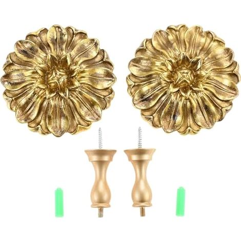 Paire d'embrasses de rideaux, embrasses de rideaux vintage, crochets muraux antiques de style français - Doré