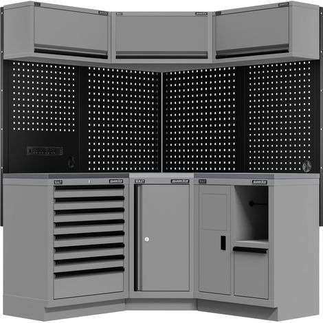 Sealey APMSBESTACK06SS Superline PRO Black Edition Modular Corner Storage System with Stainless Steel Worktop 3.24m