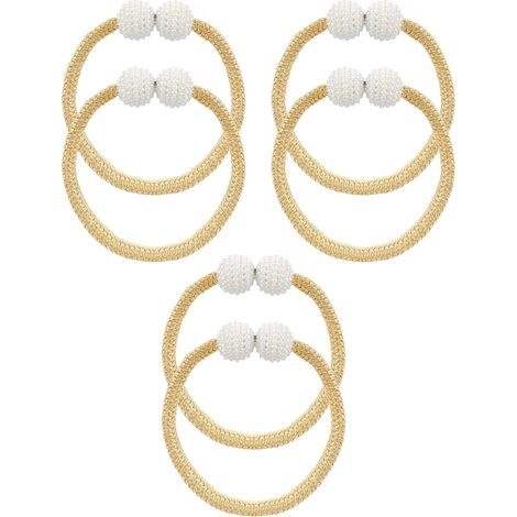 Lot De 6 Embrasses De Rideaux Magnétiques De 48 Cm Avec Boule Magnétique - Embrasses Décoratives Pour La Maison, Le Bureau, L\hôte (1/5)