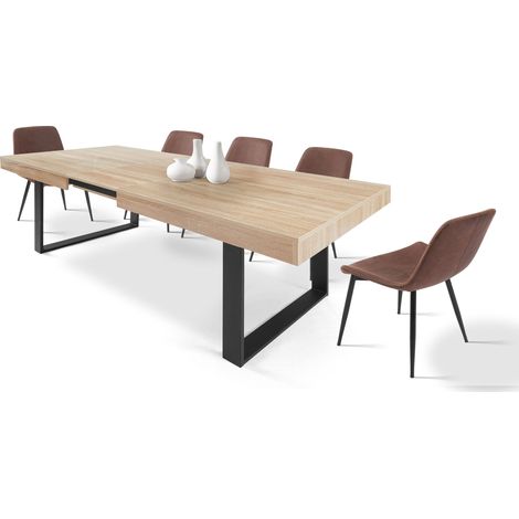 CASABEL Table à Manger Extensible, 6 à 8 personnes, Bois Clair et