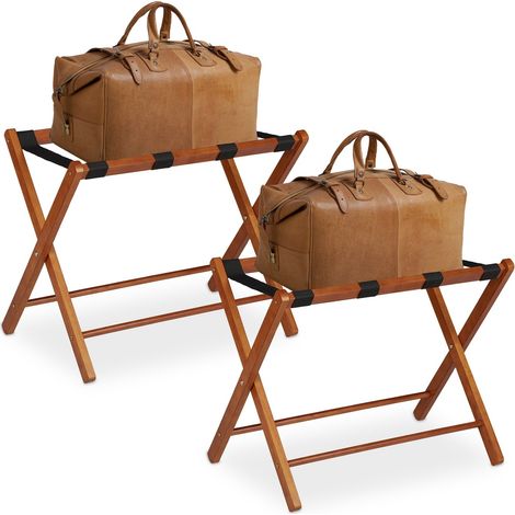 Soporte plegable de madera para equipaje, juego de 2