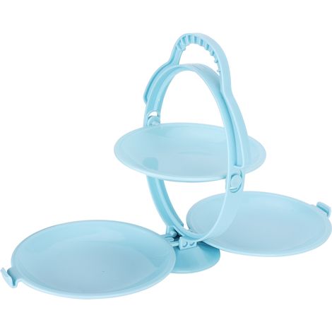 Plateau à fruits pliable et portable à plusieurs niveaux, panier de rangement pour fruits moderne pour table de salon (bleu) (1/5)