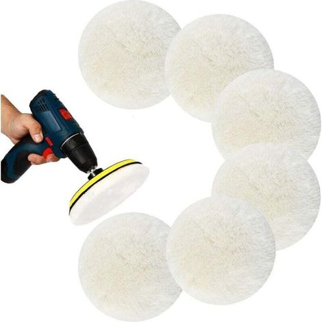 Lot de 6 disques de polissage en laine d'agneau, compatibles avec ponceuse excentrique Bosch, tampons de polissage 125 mm, disques de polissage en laine d'agneau, tampons de polissage pour ponceuse (1/4)
