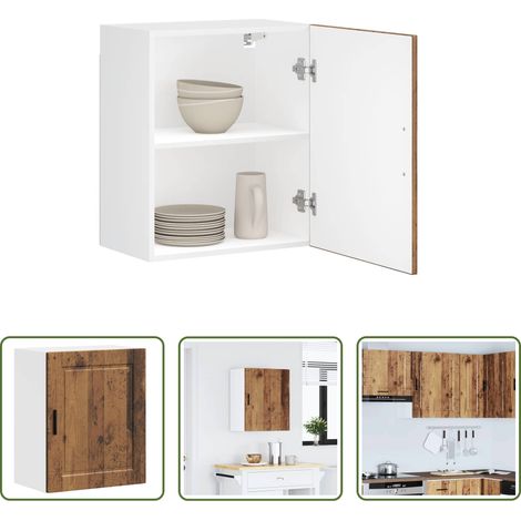Küchenwandregal -  Küchen-Hängeschrank Porto Altholz-Optik Holzwerkstoff (1/5)