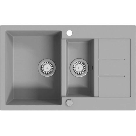 Maison Exclusive - Granitspüle Doppelbecken Grau (1/5)