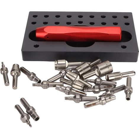 Outil de Retrait de Couronne de Montre, Acier Inoxydable pour L'assemblage ou Le Dé du Tube de Couronne de Mouvement de Montre avec Poignée Rouge Antidérapante (1/5)