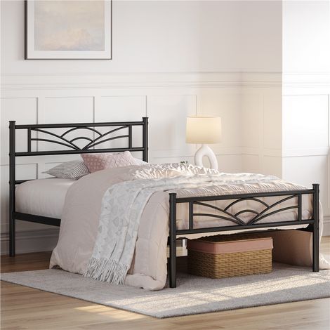 Homevive Cama Individual con Espacio Bajo Marco Metal Altura 32 cm Cama Individual con Cabecera para Colchón de 90 x 200 cm Blanco