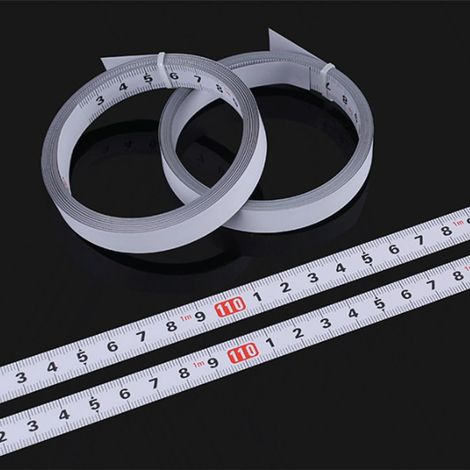 Mètre ruban de précision en acier inoxydable avec dos autocollant pour une installation rapide sur des surfaces de travail plates (2 m à l'avant) (1/5)