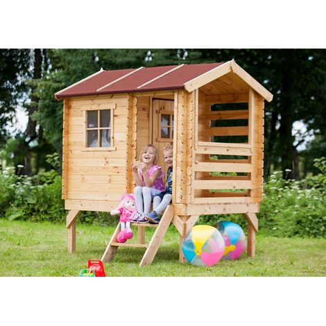 Casetta legno per bambini - Casetta giocattolo per bambini - L182xL146xA205cm/ 1.1m2 - Casetta da gioco da esterno - Casetta da giardino Timbela M501B (1/5)