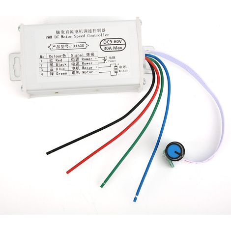 Contrôleur de vitesse PWM réglable pour moteur à balais DC 9-60V 30A (1/5)