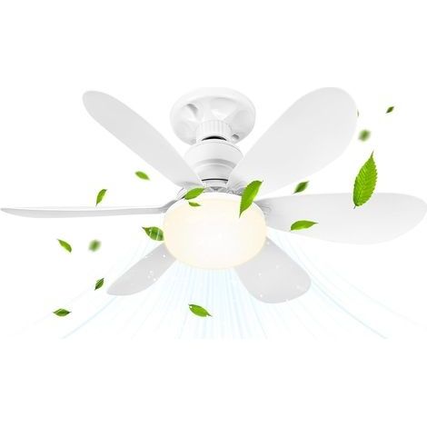 Ventilateur de Plafond avec Lumière et Télécommande, 52CM 40W Petit Ventilateur LED Dimmable, 2000LM, 3 Couleurs 3000-6500K, 3 Vitesses, Douille E27 pour Chambre, Cuisine, Salle de Bain [Classe énergé (1/5)
