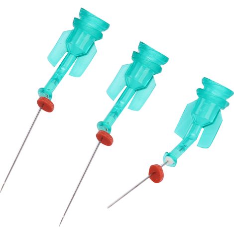 Aiguille dentaire irrigation endodontique 25mm, embout coudé double trou, 3 pièces vertes pour nettoyage canaux radiculaires (1/5)