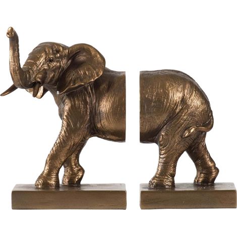Serre-livres éléphant doré 21x13x18cm (1/2)