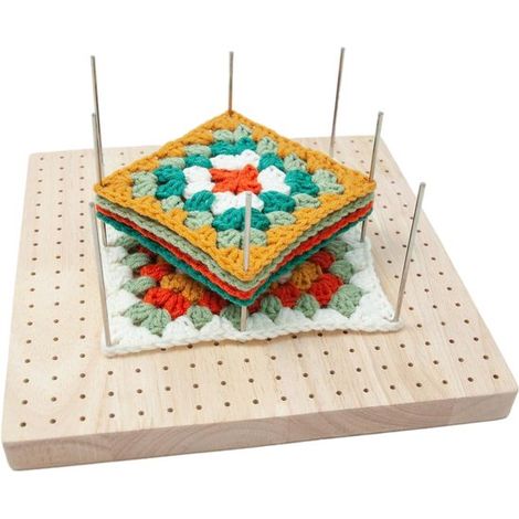 Blocco per uncinetto,Tavola di bloccaggio in legno,legno di alta qualità,196 fori con 8 pezzi di aste in acciaio da 8 cm,20 cm (1/5)