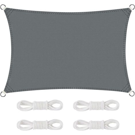 Voile d'ombrage Imperméable Rectangulaire 2 x 3m Toile Ombrage 95% Une Protection des Rayons UV pour Extérieur Terrasse Jardin Balcon (Gris)-DOU