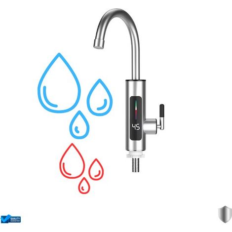 Robinet chauffant électrique en acier inoxydable - Chauffe-eau instantané électrique - Chauffe-eau instantané - Avec robinet de luxe en acier inoxydable - Chauffe jusqu'à 60 degrés - 3000 W