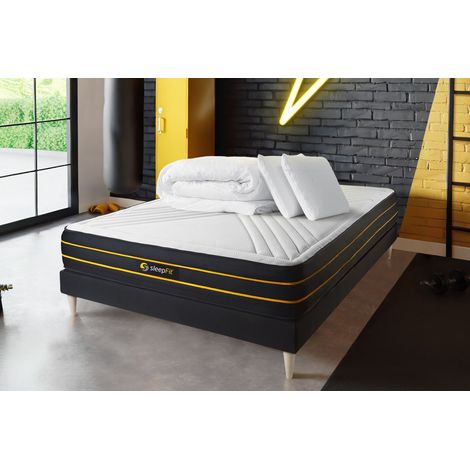 Pacchetto letto completo - Materasso 140x200cm + Box spring (monoblocco) + 2 cuscini + Piumino - Ultra