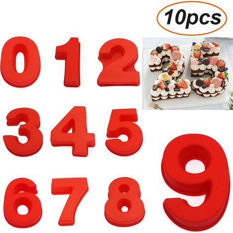 Lot de 2 moules à gâteau en silicone 10 pouces, chiffres 6 et 0, moule de cuisson 3D DIY pour anniversaire et mariage.