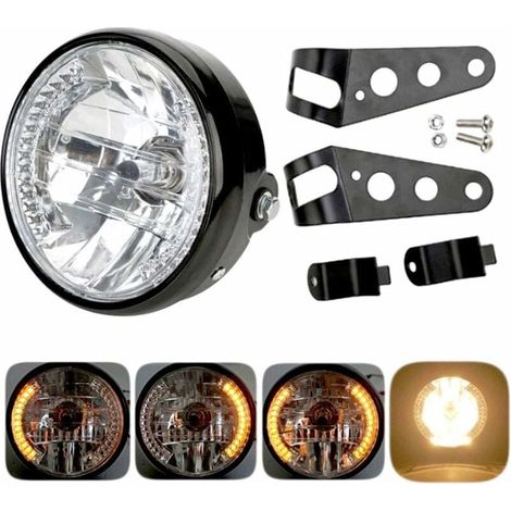 Runder Motorradscheinwerfer – LED-Projektion mit Montagehalterung – 12 V Halogen-LED, 17,8 cm – Fei Yu