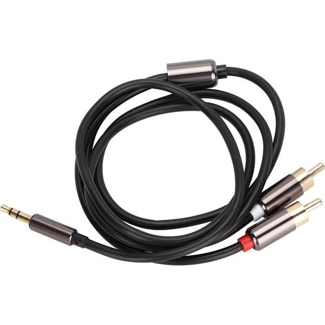 Câble de Division Audio Y 3.5mm Mâle vers 2 RCA Mâle - 1m - Haute Qualité - Noir (1/5)