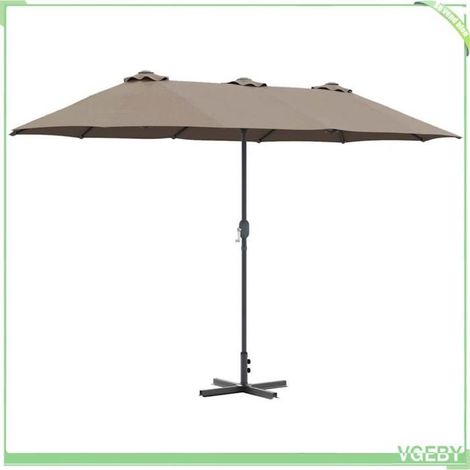 Parasol de jardin - FAFEICY - 42003370 - Taupe - 370x197x239 cm - Pliable, manivelle & toile anti-UV (1/5)