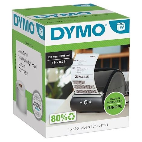 DYMO Rouleau d'étiquettes 102 x 210 mm blanc 140 pc(s) fixation permanente 2166659 Etiquette d'expédition (1/5)