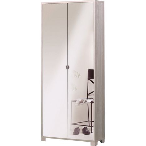 Armadio 2 Ante con Specchio 83x190x29 cm Olmo Chiaro (1/2)