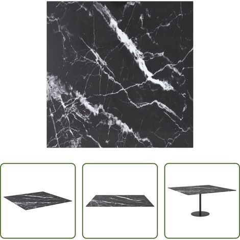 Dessus de table en verre - Dessus de table noir 80x80 cm 6 mm verre trempé design marbre (1/5)